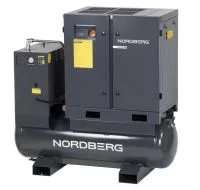 Компрессор винтовой, 15 кВт, 10 бар, 2150 л/мин, ресивер 410 л, с частотным преобразователем, осушитель NORDBERG NCF20RD