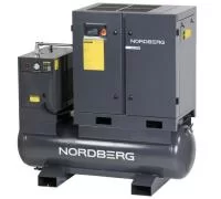 Компрессор винтовой, 11 кВт, 10 бар, 1550 л/мин, ресивер 410 л, с частотным преобразователем, осушитель NORDBERG NCF15RD