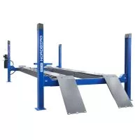 Подъемник четырехстоечный 5.5 т, с пневмогидравлической траверсой 2.7 т, для сход-развала, 380В NORDBERG 4455JAB синий