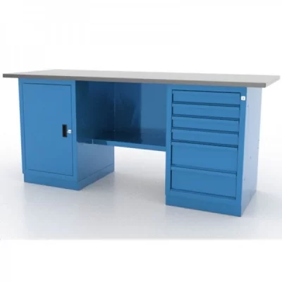 Верстак слесарный двухтумбовый 0/6 с дверцей и 6 ящиками Ferrum Classic 01.206L