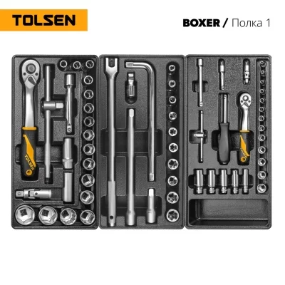 Набор инструментов "BOXER" для тележки, 12 ложементов, 157 предметов TOLSEN TT85415-157