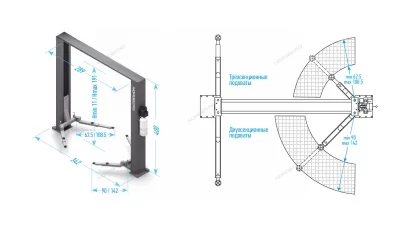 Двухстоечный электрогидравлический подъемник 4 т, 380 В NORDBERG N4120H1-4B_3+2_380 синий