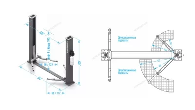 Двухстоечный электрогидравлический подъемник 4 т, 380 В NORDBERG N4120BM-4B_380 синий