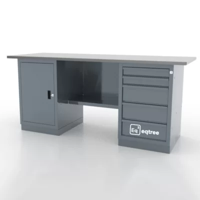 Верстак двухтумбовый, с 5 ящиками и тумбой с дверцей 1900 х 686 х 845 мм, eqtree™ SAFE205-A