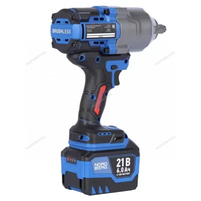 Гайковерт аккумуляторный, 1/2", 21 В, 1500 Нм NORDBERG NE806K-1/2 (З/У-1,8А, АКБ-2х6А, кейс)