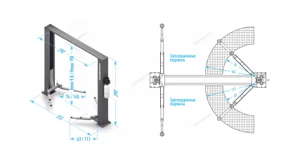 NORDBERG N4122HM-4G Подъемник двухстоечный 4 т, верхняя синхронизация, снятие со стопоров с одной колонны, 380 В, серый