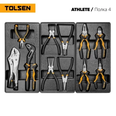Набор инструментов "ATHLETE" для тележки, 15 ложементов, 189 предметов TOLSEN TT85412-189