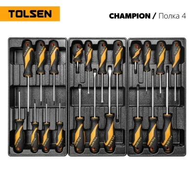 Набор инструментов "CHAMPION" для тележки, 18 ложементов, 239 предметов TOLSEN TT85416-239