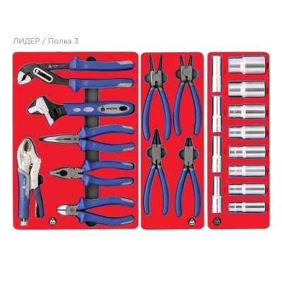 Набор инструментов "ЛИДЕР" для тележки, 14 ложементов, 270 предметов МАСТАК 5-00270