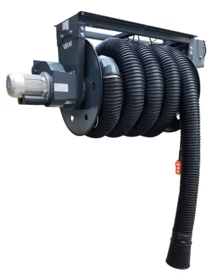 Вытяжная катушка со шлангом 10м, Ø152 мм, 200°C, вентилятором , насадкой и приводом скручивания DEKAR 786203-0610