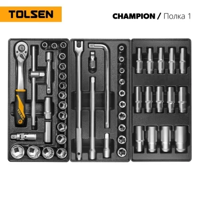 Набор инструментов "CHAMPION" для тележки, 18 ложементов, 239 предметов TOLSEN TT85416-239