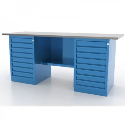 Верстак слесарный двухтумбовый 8/8 с 8 ящиками Ferrum Classic 01.288L