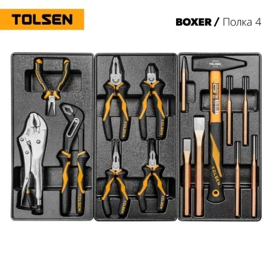 Набор инструментов "BOXER" для тележки, 12 ложементов, 157 предметов TOLSEN TT85415-157