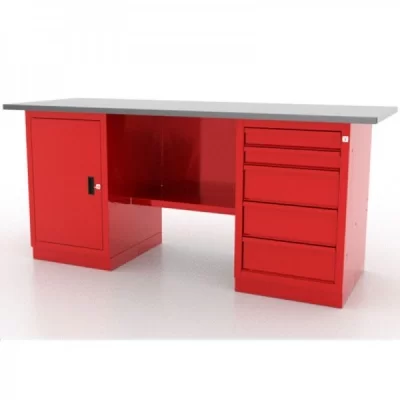 Верстак слесарный двухтумбовый 0/5 с дверцей и 5 ящиками Ferrum Classic 01.205L