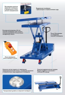 Стол подъемный гидравлический 1200 кг для АКБ электромобиля NORDBERG N3T1501