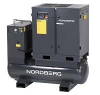 Компрессор винтовой, 15 кВт, 10 бар, 2150 л/мин, ресивер 410 л, с частотным преобразователем, осушитель NORDBERG NCF20RD