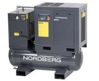Компрессор винтовой, 7,5 кВт, 10 бар, 960 л/мин, ресивер 300 л, с частотным преобразователем, осушитель NORDBERG NCF10RD