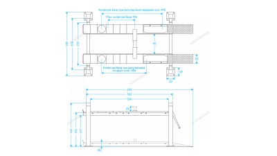 Подъемник четырехстоечный 5.5 т, с пневмогидравлической траверсой 2.7 т, для сход-развала, 380В NORDBERG 4455JAB синий