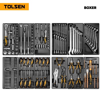 Набор инструментов 157 предметов, "BOXER", в черной тележке, в комплекте гайковерт TT73362 TOLSEN TT85415P